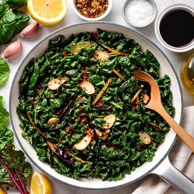 Image of Wilted Greens with Garlic and Balsamic Vinegar