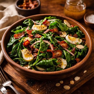 Image of Wilted Spinach Salad with Bacon