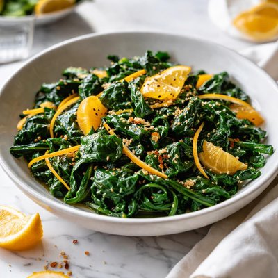 Image of Wilted Spinach with Orange Ginger
