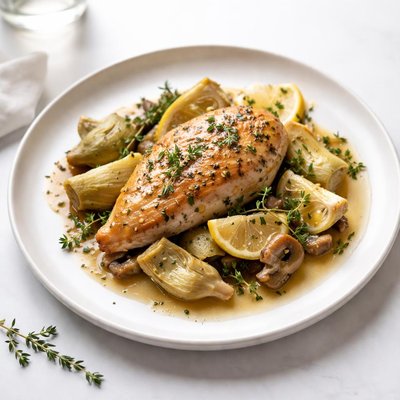 Image of Wine Baked Chicken and Artichoke Hearts