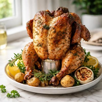 Image of Wine Steamed Beer Can Chicken