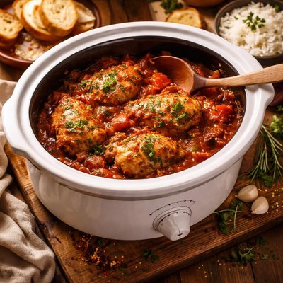 Image of Wine Tomato Braised Chicken Crock Pot