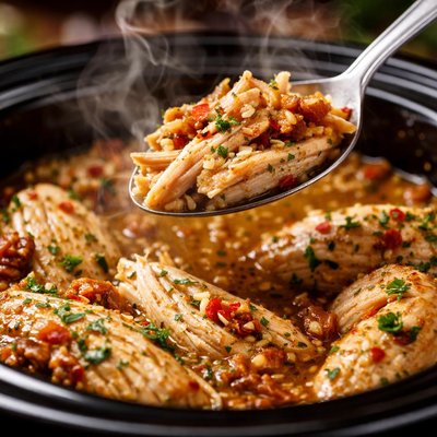 Image of Winey Garlic Oven or Crock Pot and Fat Free