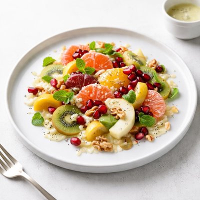 Image of Winter Fruit Salad with Lemon Poppy Seed Dressing