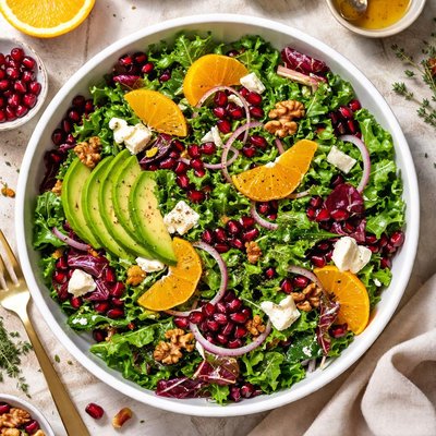 Image of Winter Greens Salad with Oranges and Goat Cheese