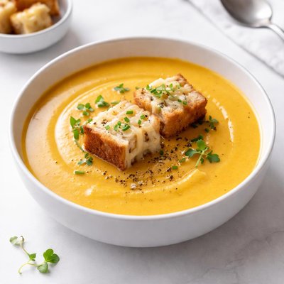 Image of Winter Squash Soup with Gruyere Croutons