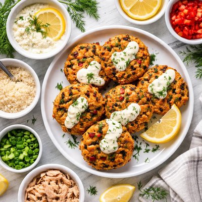 Image of Wisconsin Tuna Cake with Lemon Dill Sauce