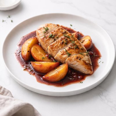 Image of Ww 5 Points Chicken Breasts W Peaches in Zinfandel Wine Sauce