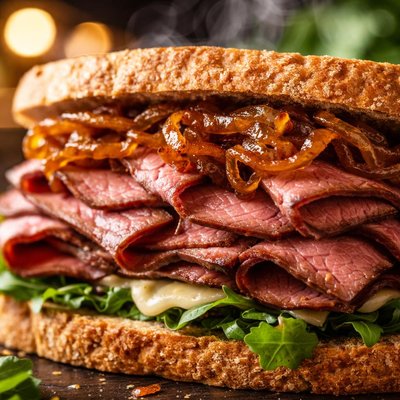 Image of Ww 6 Points Roast Beef Sandwiches with Caramelized Onions