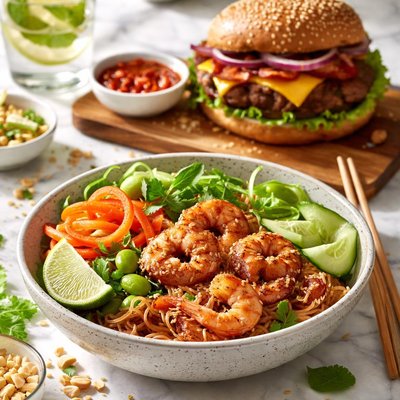 Image of Ww Hamburg and Noodle Dish