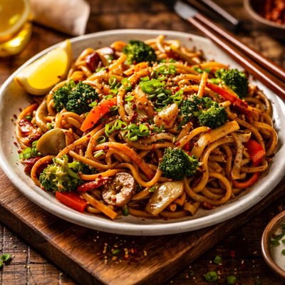 Image of Yakisoba Noodles with a Kick Vegetarian