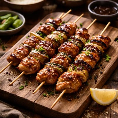 Image of Yakitori Japanese Grilled Chicken Skewers