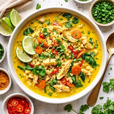 Image of Yellow Curry Chicken Rice Soup