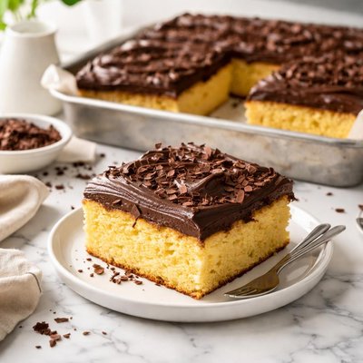 Image of Yellow Sheet Cake with Chocolate Frosting