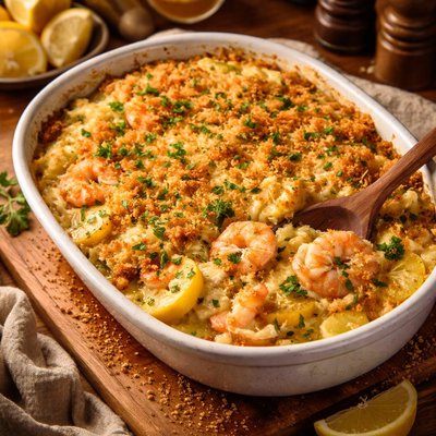 Image of Yellow Squash Casserole with Shrimp