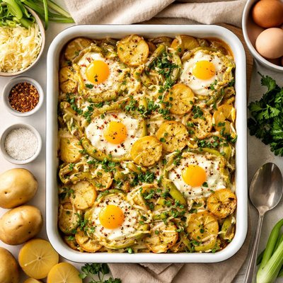 Image of Yes This Is a Potatoes Eggs Leeks Cheese Casserole