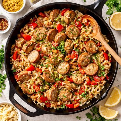 Image of Yet Another Turkey Sausage and Kraut Skillet