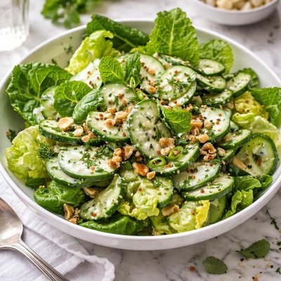 Image of Yogurt Cucumber and Lettuce Salad