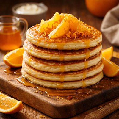 Image of Yogurt Pancakes with Orange Syrup