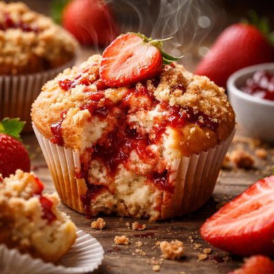 Image of Yogurt Strawberry Jam Jam Muffins