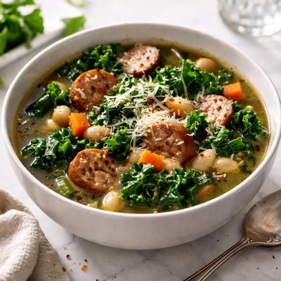 Image of Yummy Beans N Greens in a Bowl Kale Soup