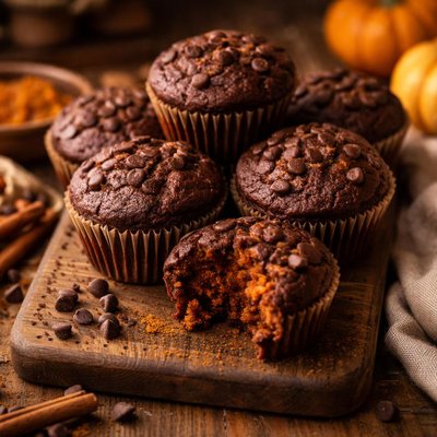 Image of Yummy Chocolate Pumpkin Muffins