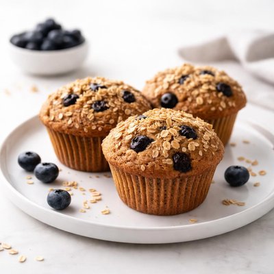 Image of Yummy Large Blueberry Oat Bran Muffins