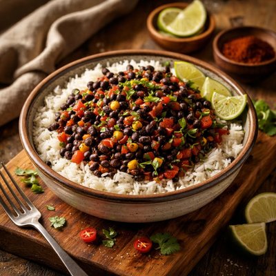 Image of Yummy Spicy Black Beans and Rice