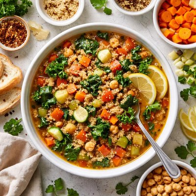 Image of Yummy Vegan Veggie Quinoa Soup
