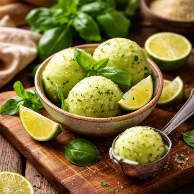 Image of Zingy Basil and Lime Sorbet