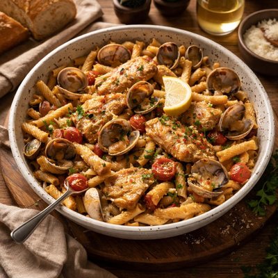 Image of Ziti Rigati with Flounder and Clams