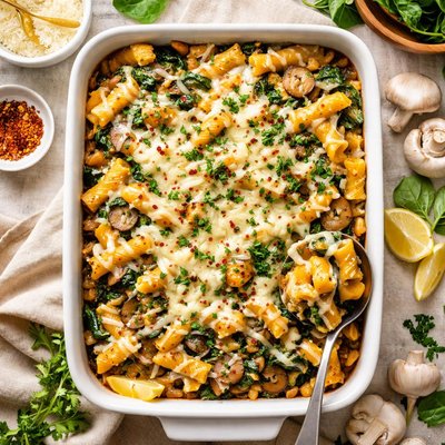 Image of Ziti Spinach and Mushroom Casserole