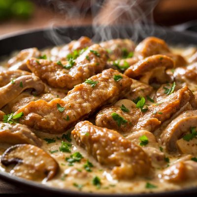 Image of Zrigschntzlets Veal in Cream Sauce Veal Zurich