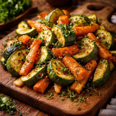 Image of Zucchini and Carrots with Garden Herbs