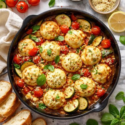 Image of Zucchini and Tomatoes with Parmesan Dumplings