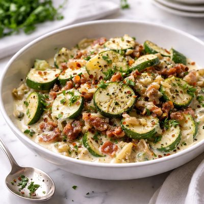 Image of Zucchini Bacon Onion and Cream Side Dish