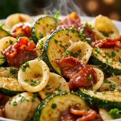 Image of Zucchini Bacon Pasta Toss