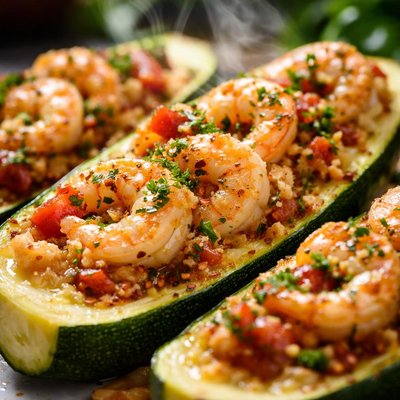 Image of Zucchini Boats Stuffed with Shrimp