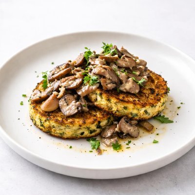 Image of Zucchini Cakes with Mushroom Ragout