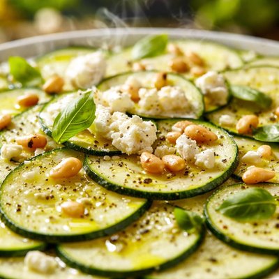 Image of Zucchini Carpaccio with Feta and Pine Nuts