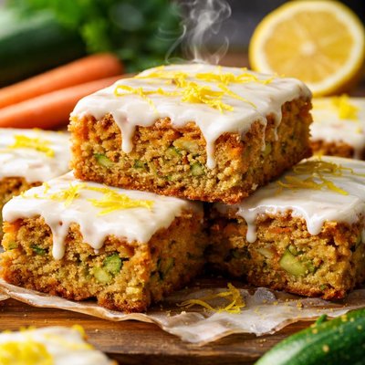 Image of Zucchini Carrot Bars with Lemon Icing