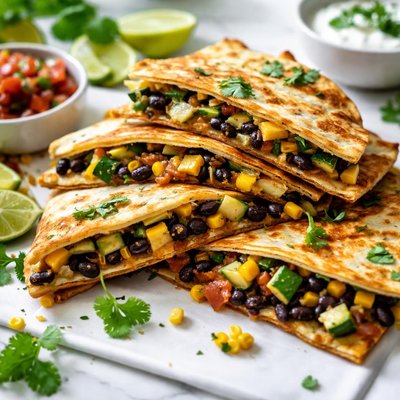 Image of Zucchini Corn Black Bean and Jack Cheese Quesadillas