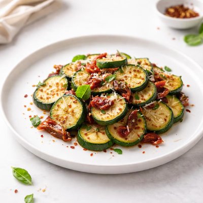 Image of Zucchini Courgettes Sauteed with Sun Dried Tomatoes