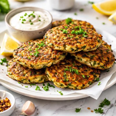 Image of Zucchini Fritters with Sour Cream Sauce