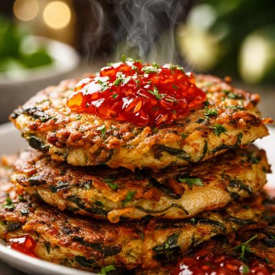 Image of Zucchini Latkes with Red Pepper Jelly