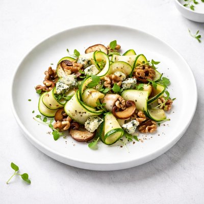 Image of Zucchini Mushroom Walnut and Blue Cheese Salad