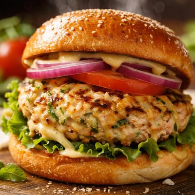 Image of Zucchini Mustard Chicken Burgers