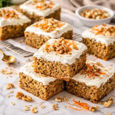 Image of Zucchini Oat Carrot Bars with Butter Cream Cheese Frosting