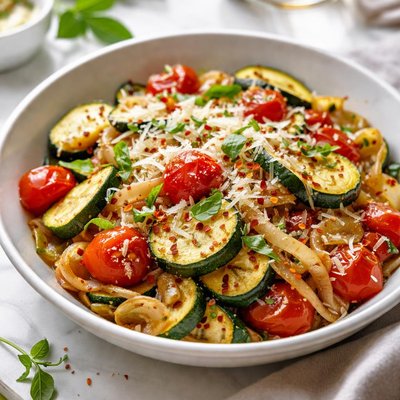 Image of Zucchini Onions Tomatoes with Parmesan Cheese