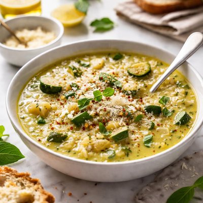 Image of Zucchini Parmesan Soup with Rice